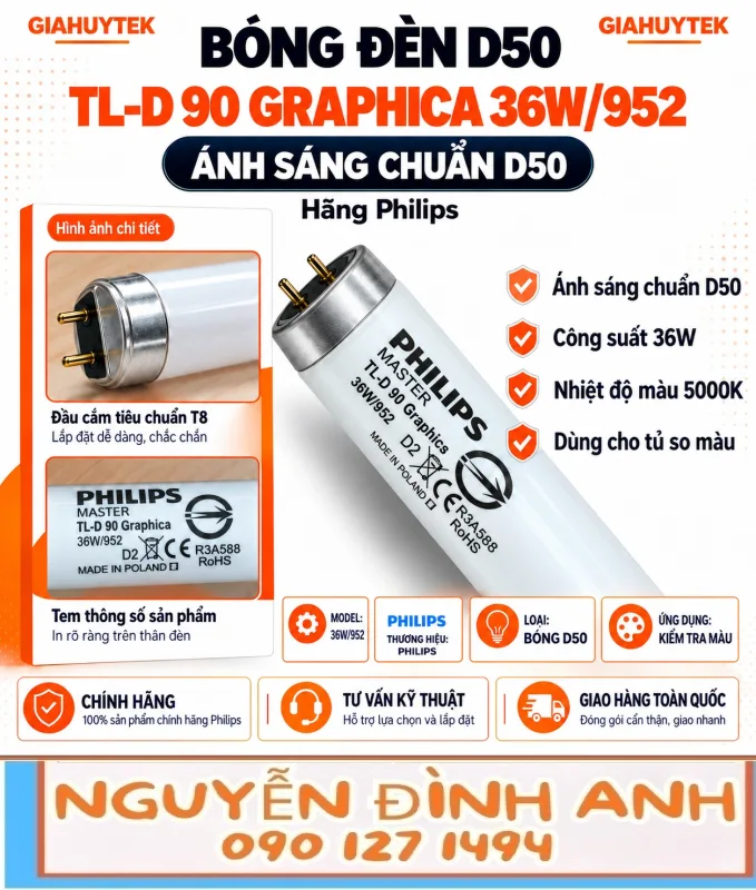 Bóng đèn D50 Philips TL-D 90 Graphica 36W/952