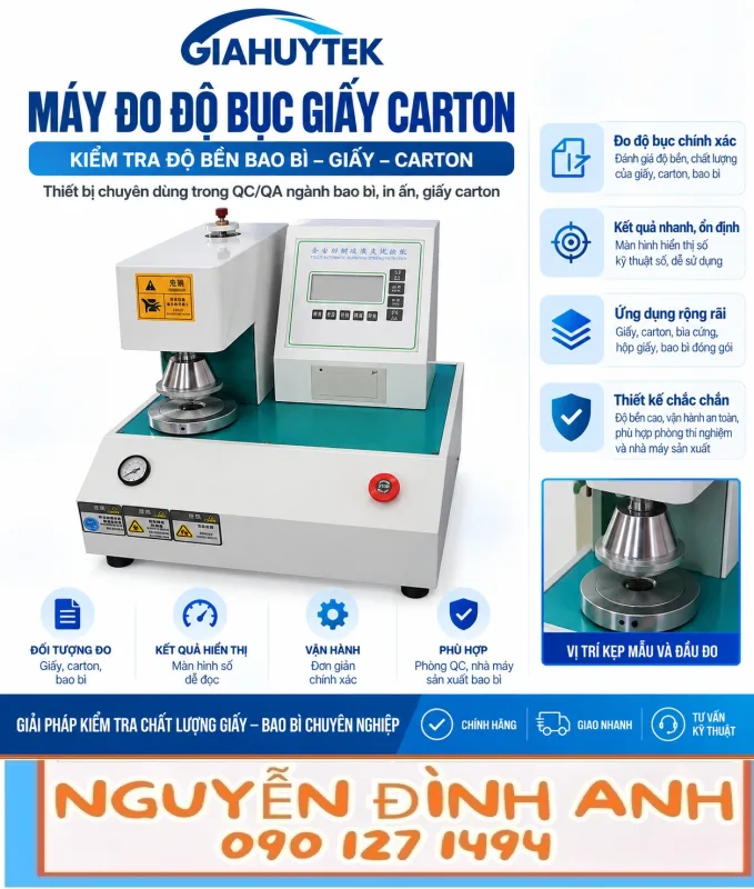 Máy đo độ bục giấy carton – ảnh minh họa hướng dẫn QC-116