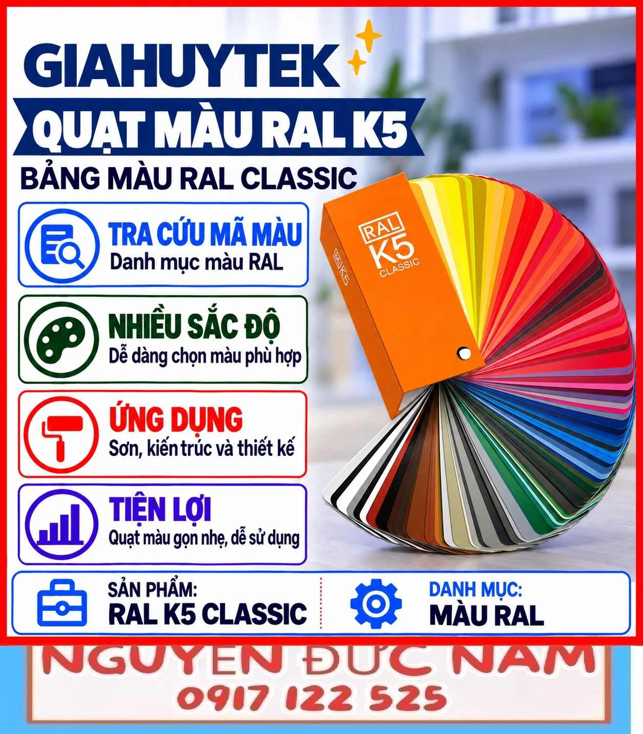 Quạt màu RAL K5 Classic dùng để tra cứu mã màu trong ngành sơn