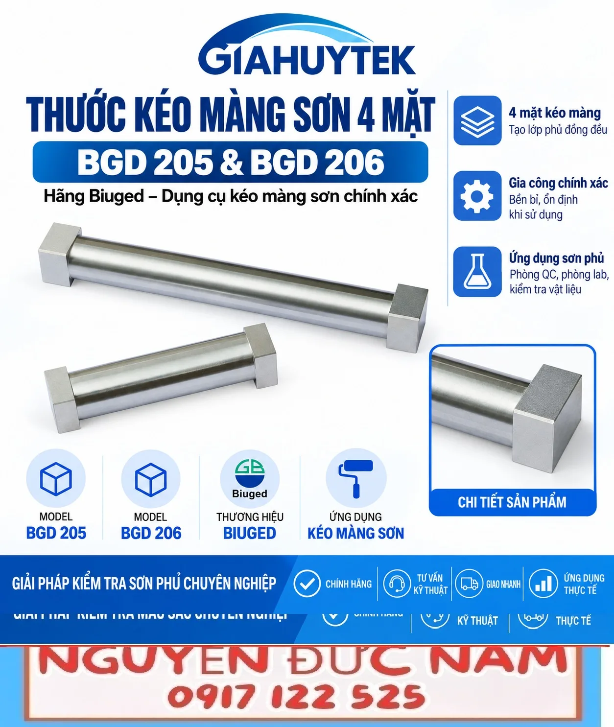 Thước kéo màng sơn 4 mặt Biuged BGD 205 và BGD 206